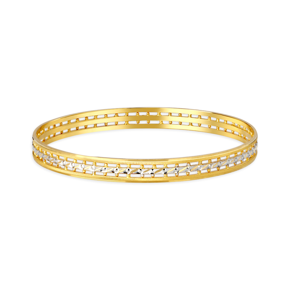 

Exquisite Yellow Gold Beaded Ribbed Bangles