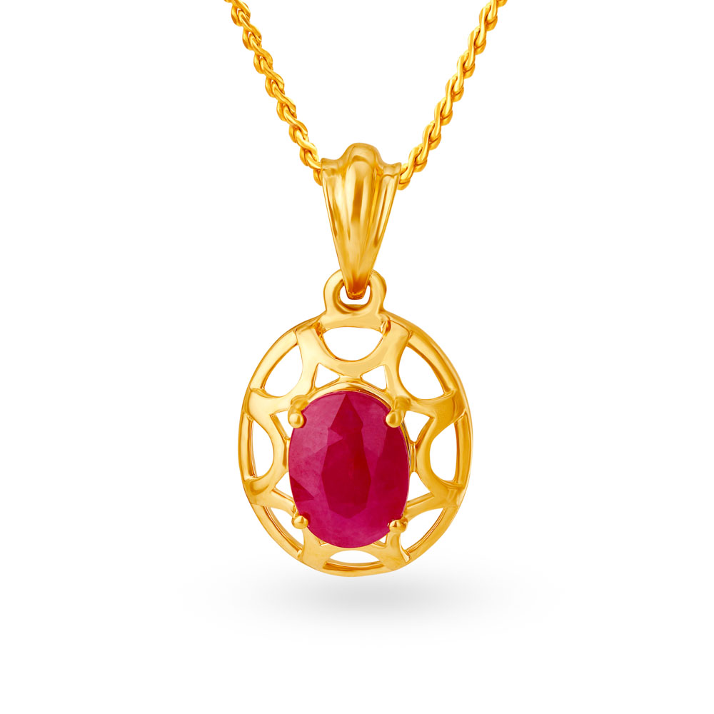 Ruby store pendant tanishq