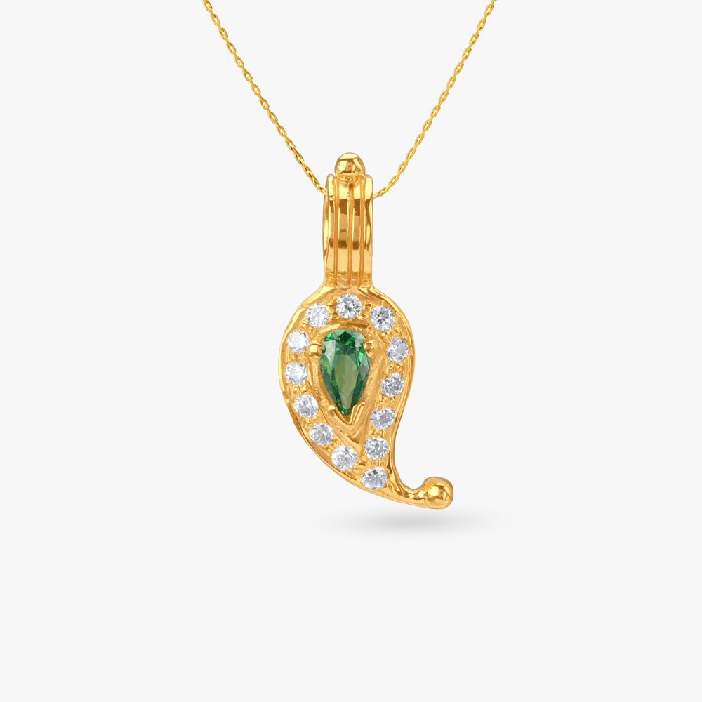 

Emerald Bloom Mango Kasu Pendant