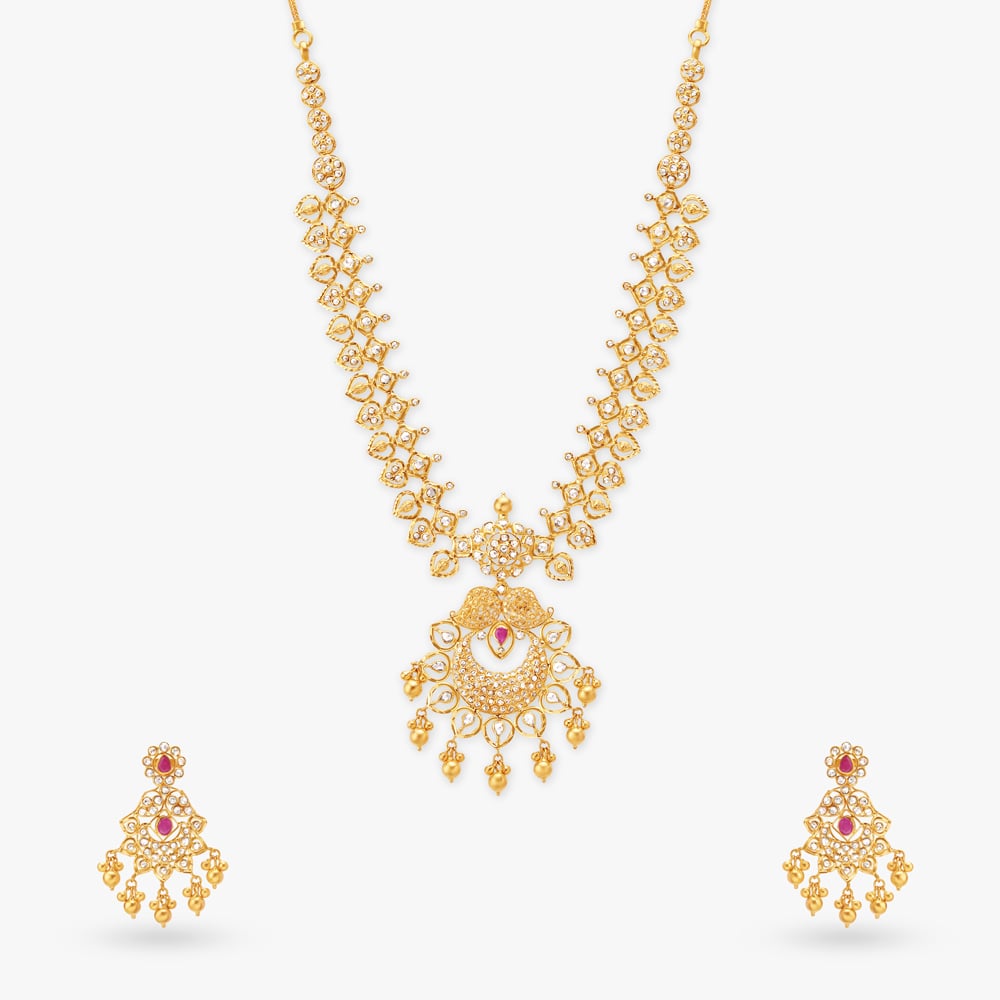 

Floral Majesty Gold Necklace Set