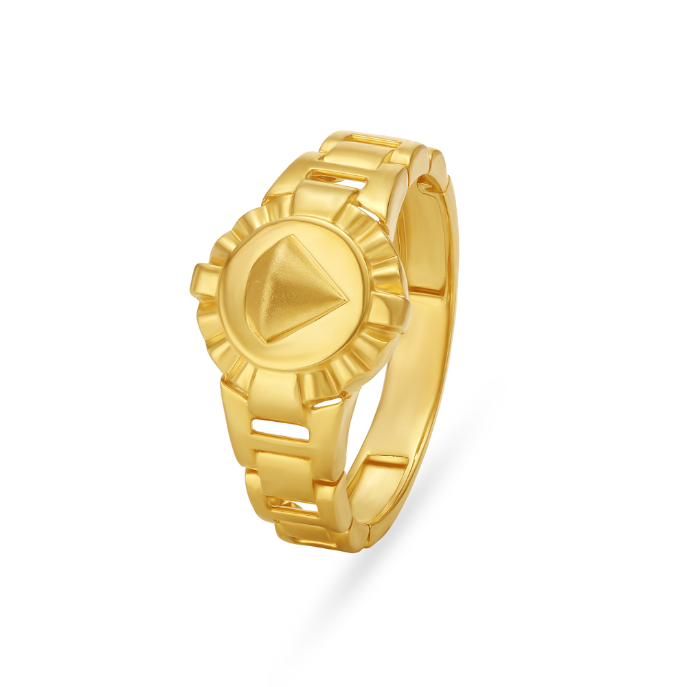 Massive Diamond Engraved Gold Finger Ring For Men