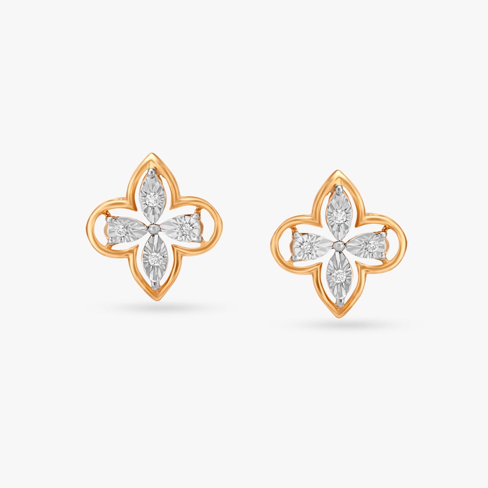 Delightful Floral Diamond Stud Earrings