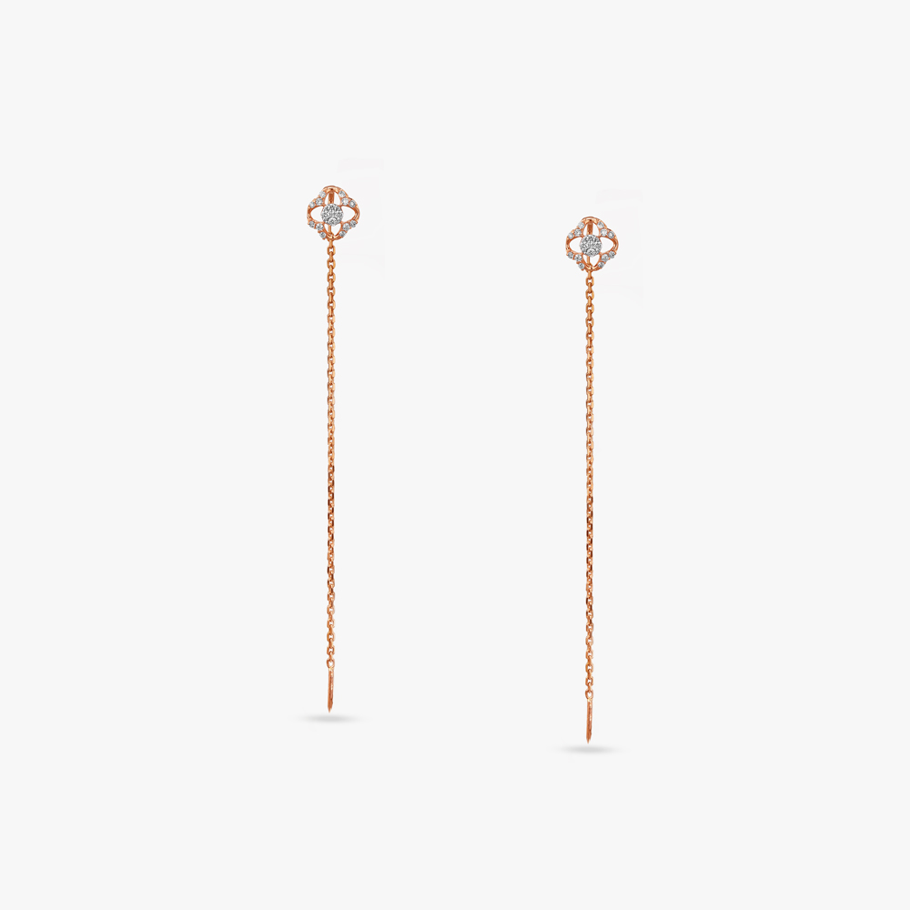 

Floral Threader Diamond Drop Earrings