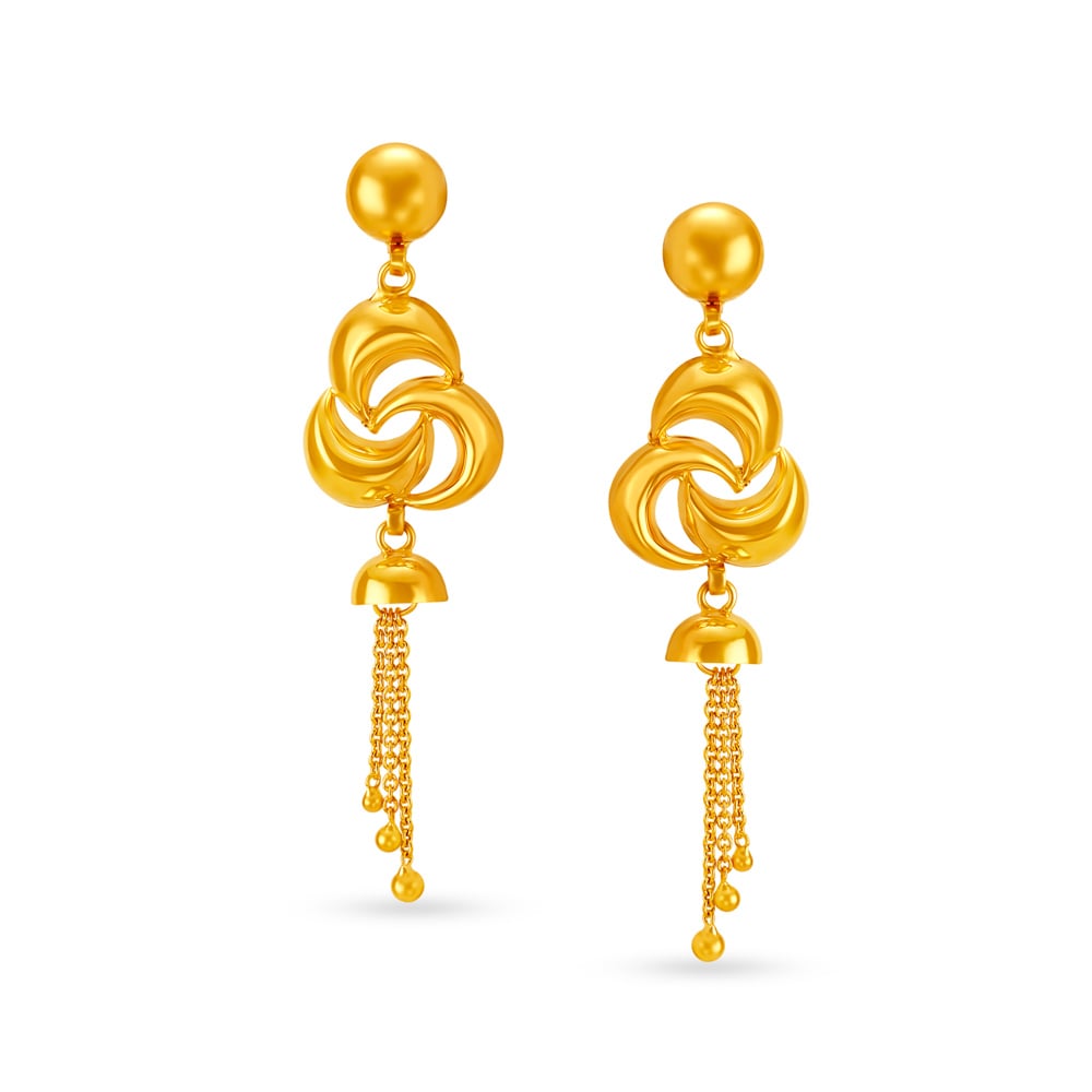 

Eclectic 22 Karat Yellow Gold Hanging Crescent Drops