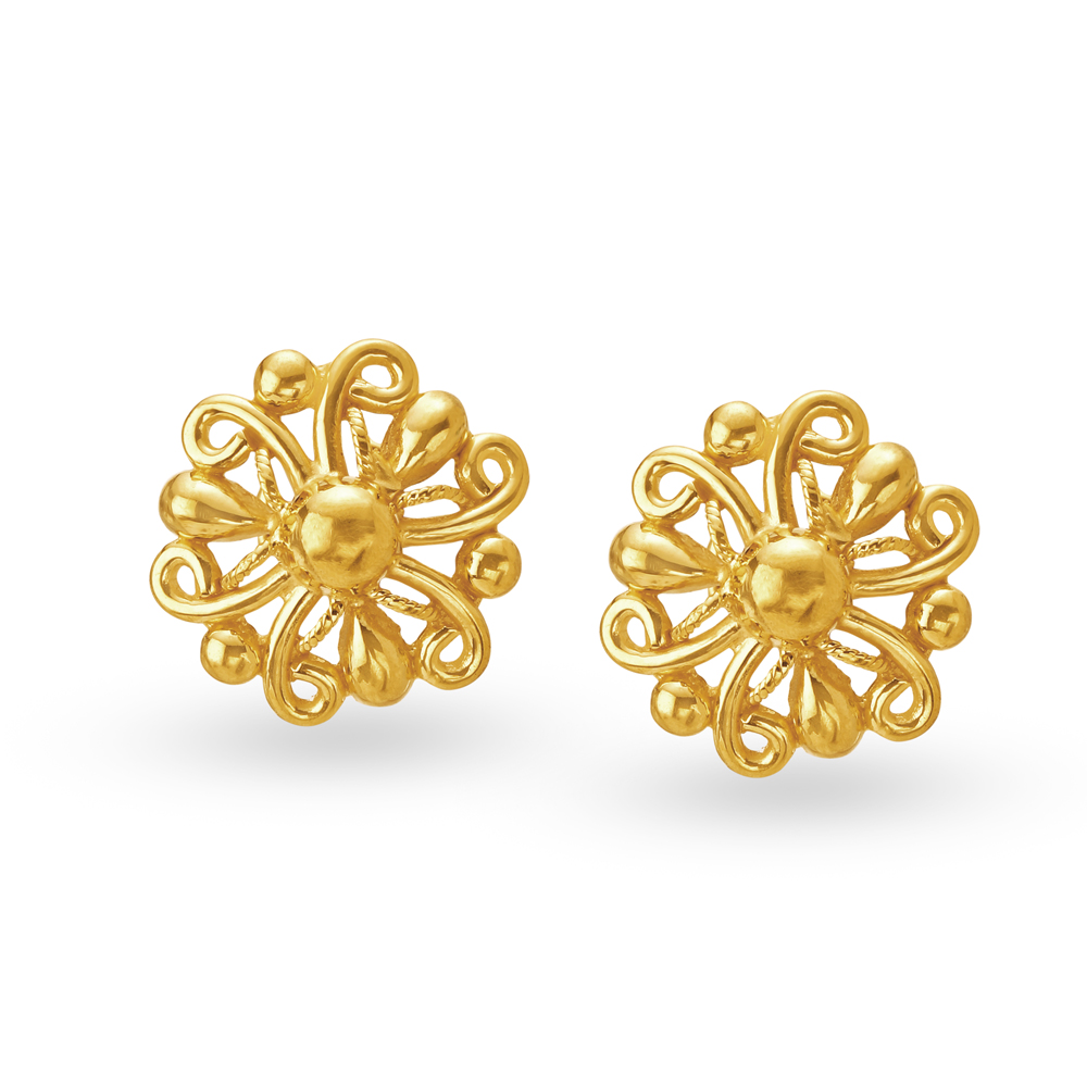 Defined Single Stone Gold Stud Earrings