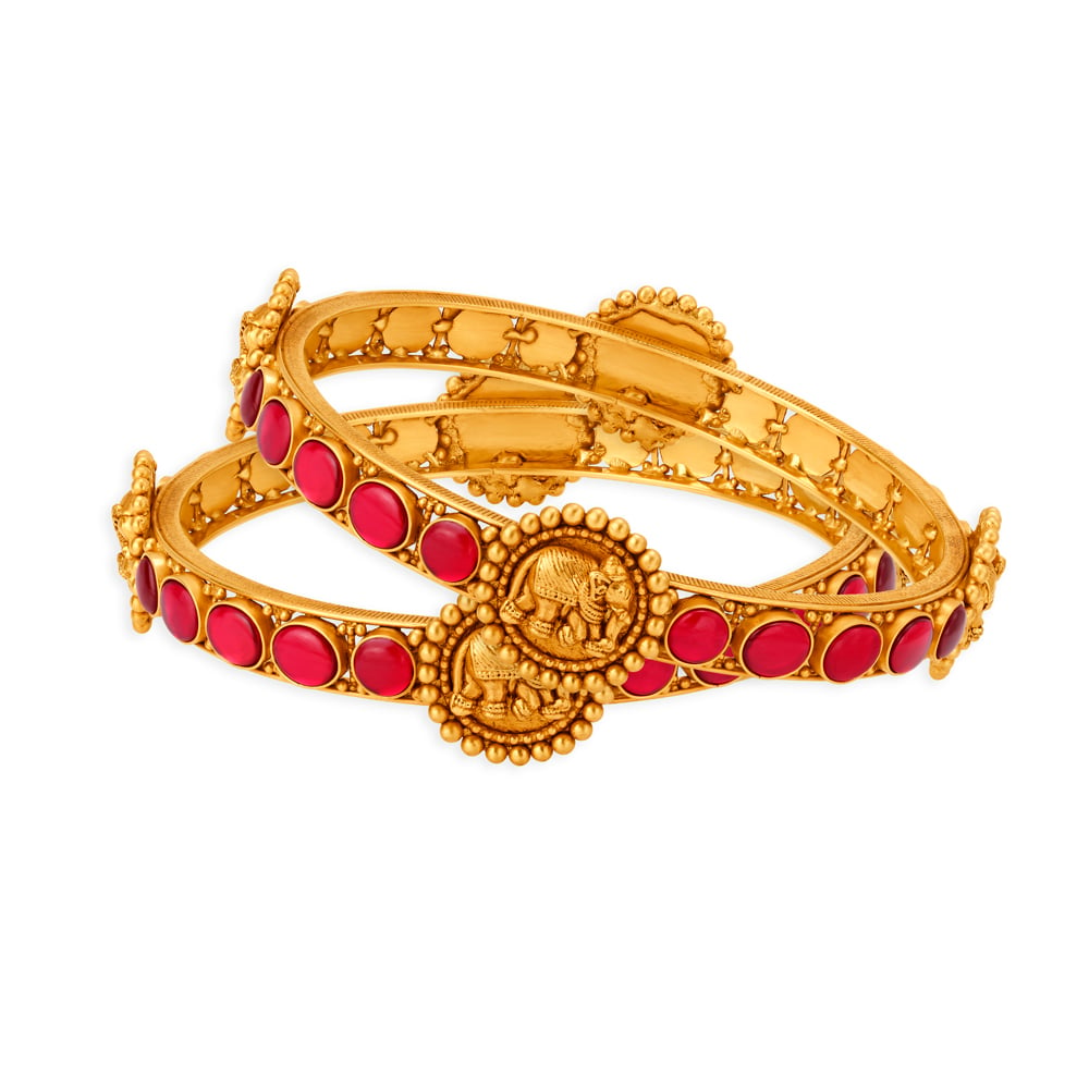 Elephant design clearance gold bangles