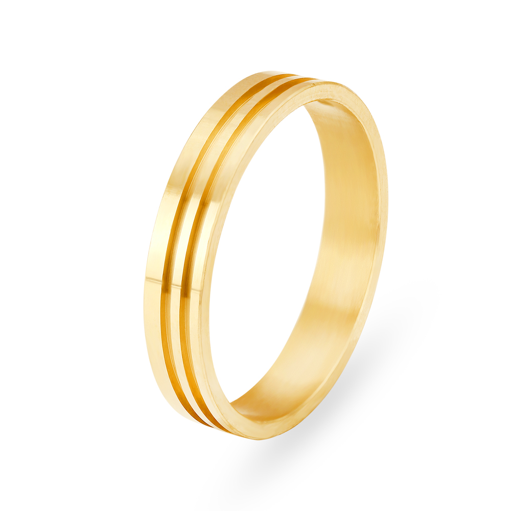 

Handsome 22 Karat Yellow Gold Striped Band Finger Ring