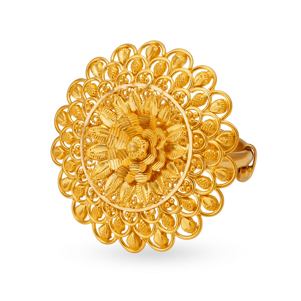 

Majestic Floral Gold Finger Ring