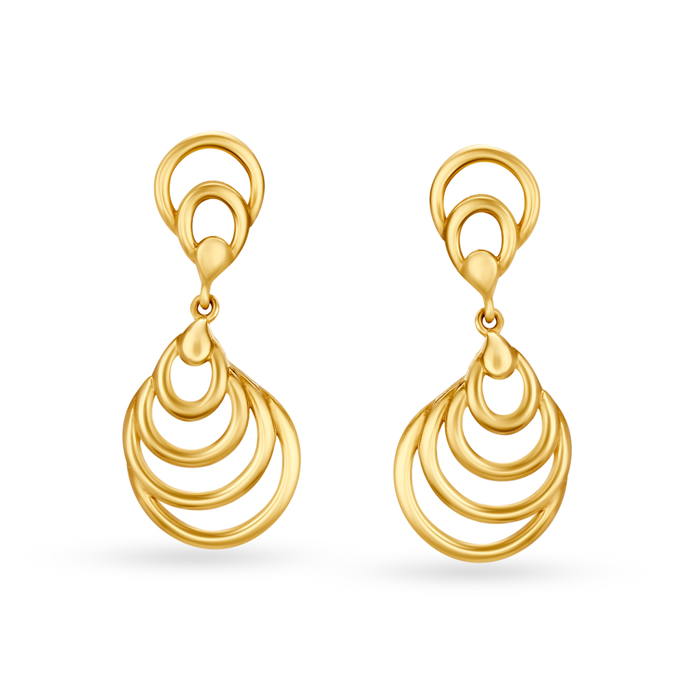 

Beautiful 22 Karat Yellow Gold Patterned Teardrop Drop Earrings