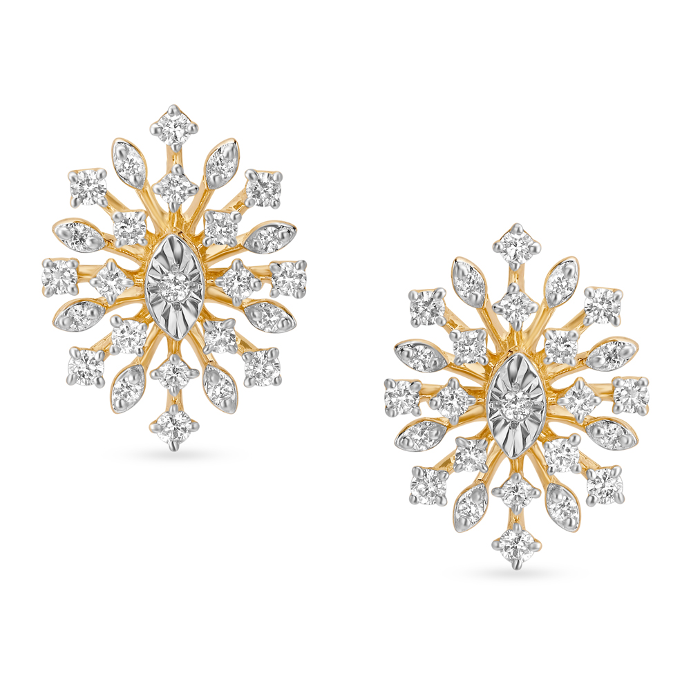 Opulent Diamond and Gold Stud Earrings