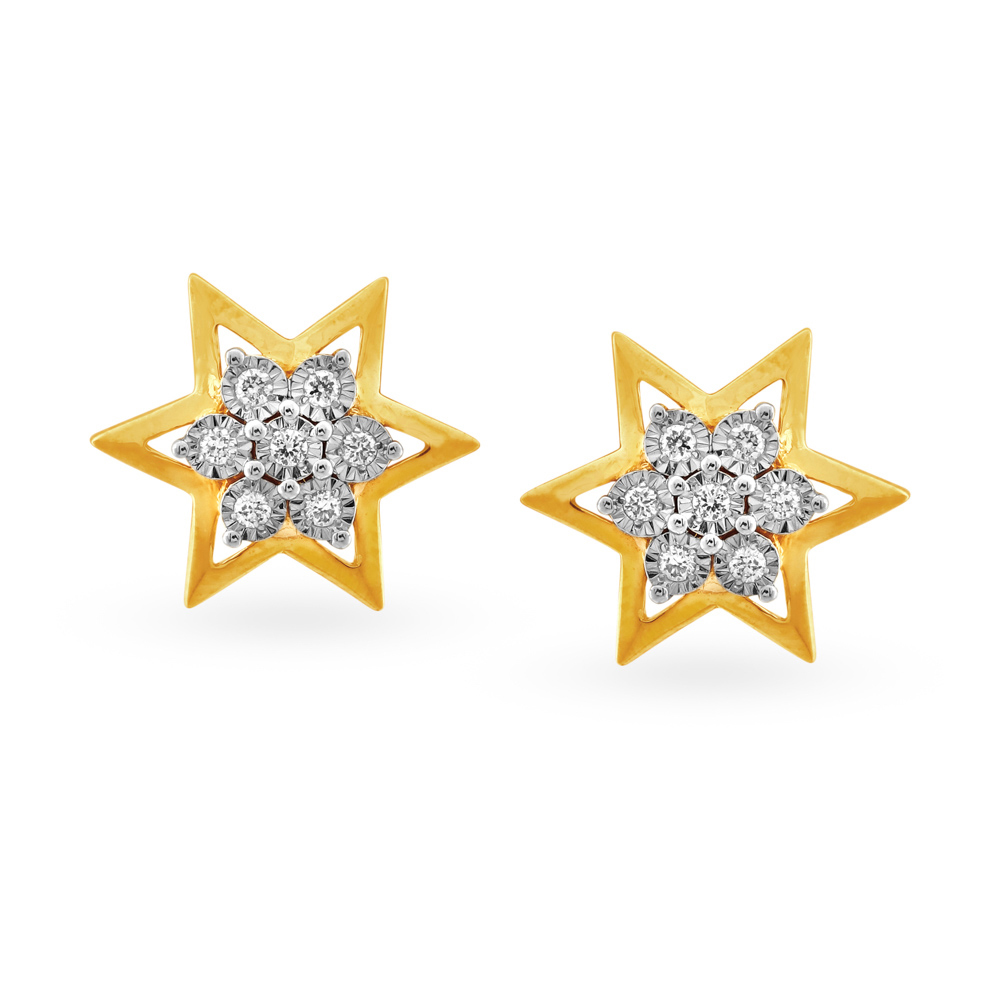 Three Petal Diamond Stud Earring 14K Gold | LeMel – LeMel