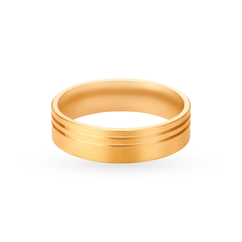 

Classy Yellow and White Gold Ridged Finger Ring