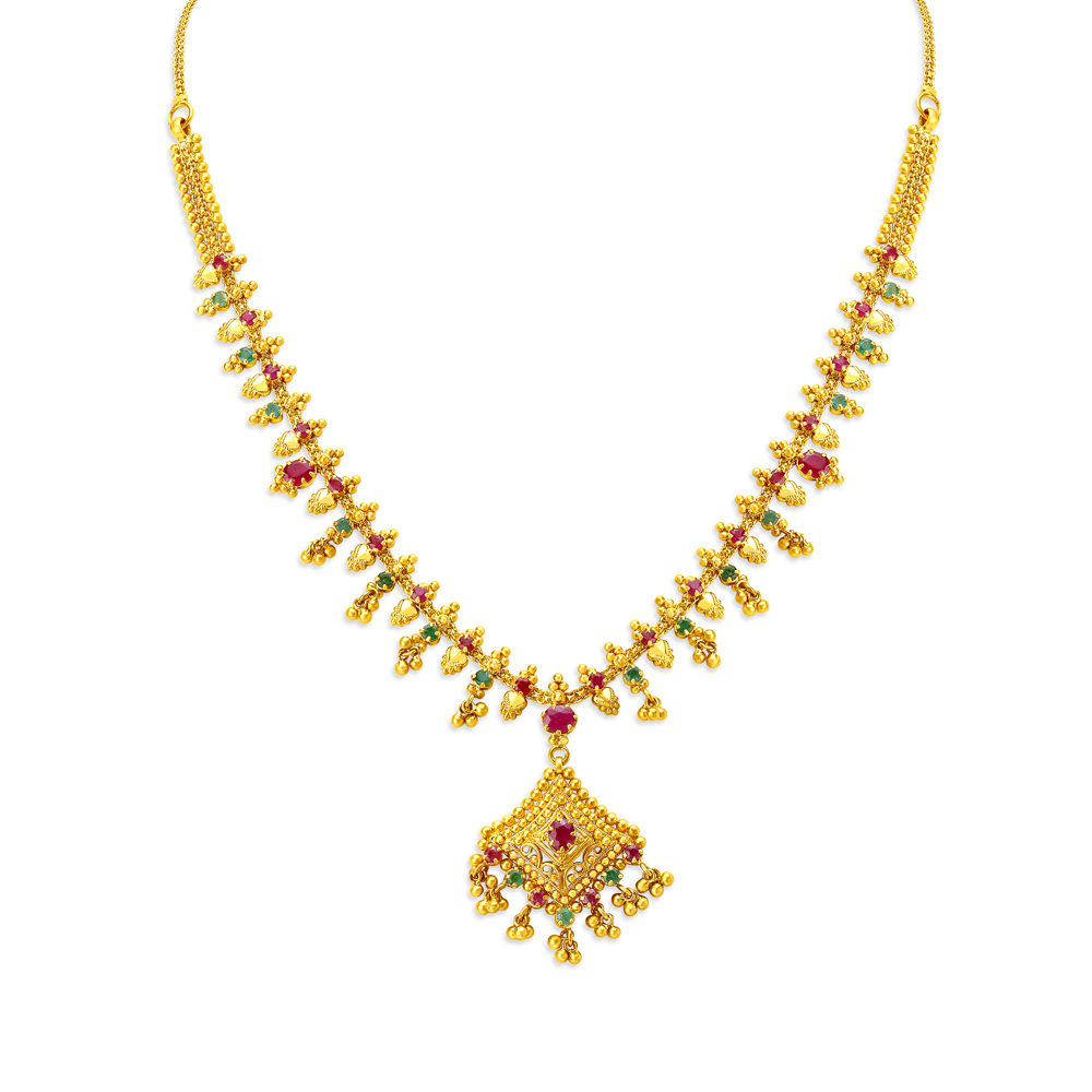 

Kanchan Traditional Necklace with Emeralds and Rubies