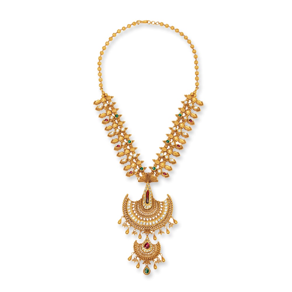 

Majestic Traditional Gold Necklace Set