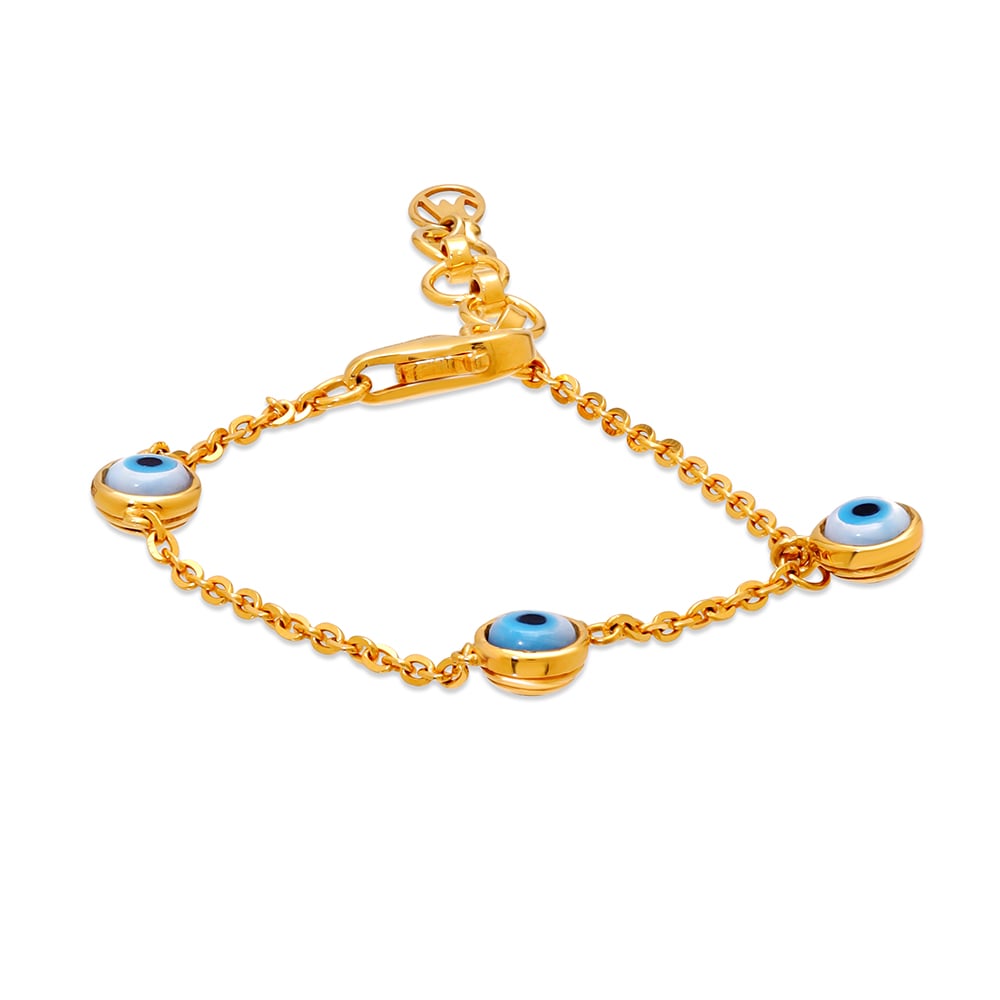 Pure Silver Round Gold Plated Evil Eye Bracelet  Curio Cottage