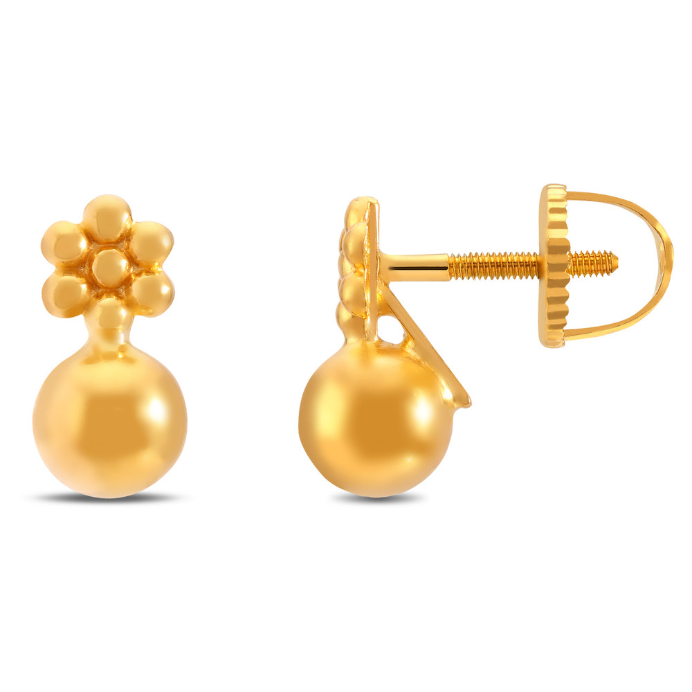 

Alluring Floral Gold Stud Earrings for Kids