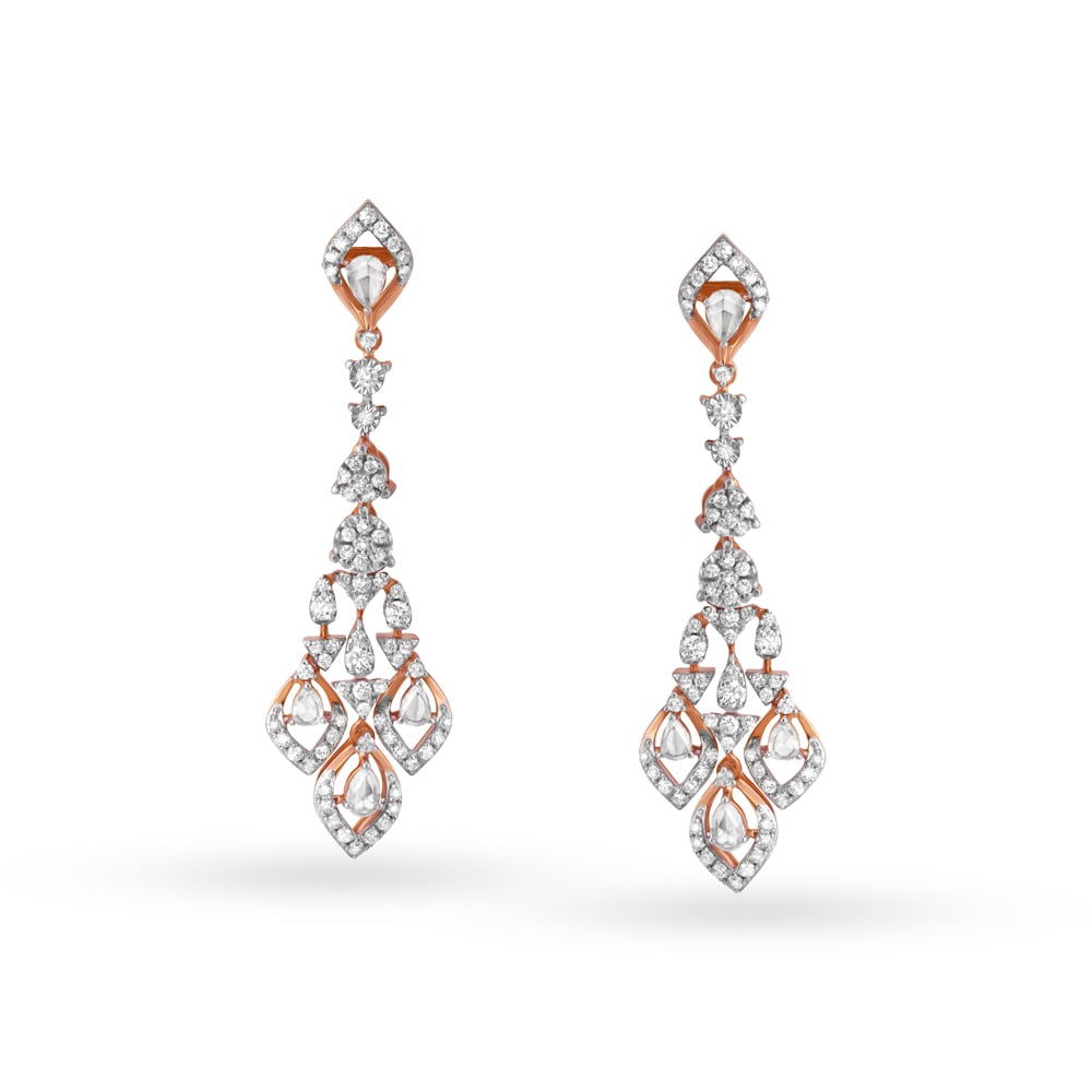 

Ethereal Diamond Drop Earrings in White and Rose Gold