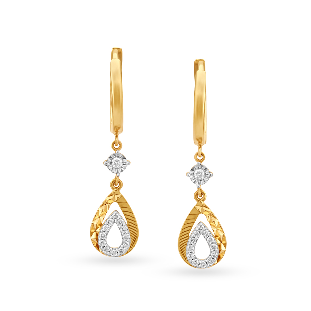 Ruby Chand Bali Pattern Gold Drop Earrings