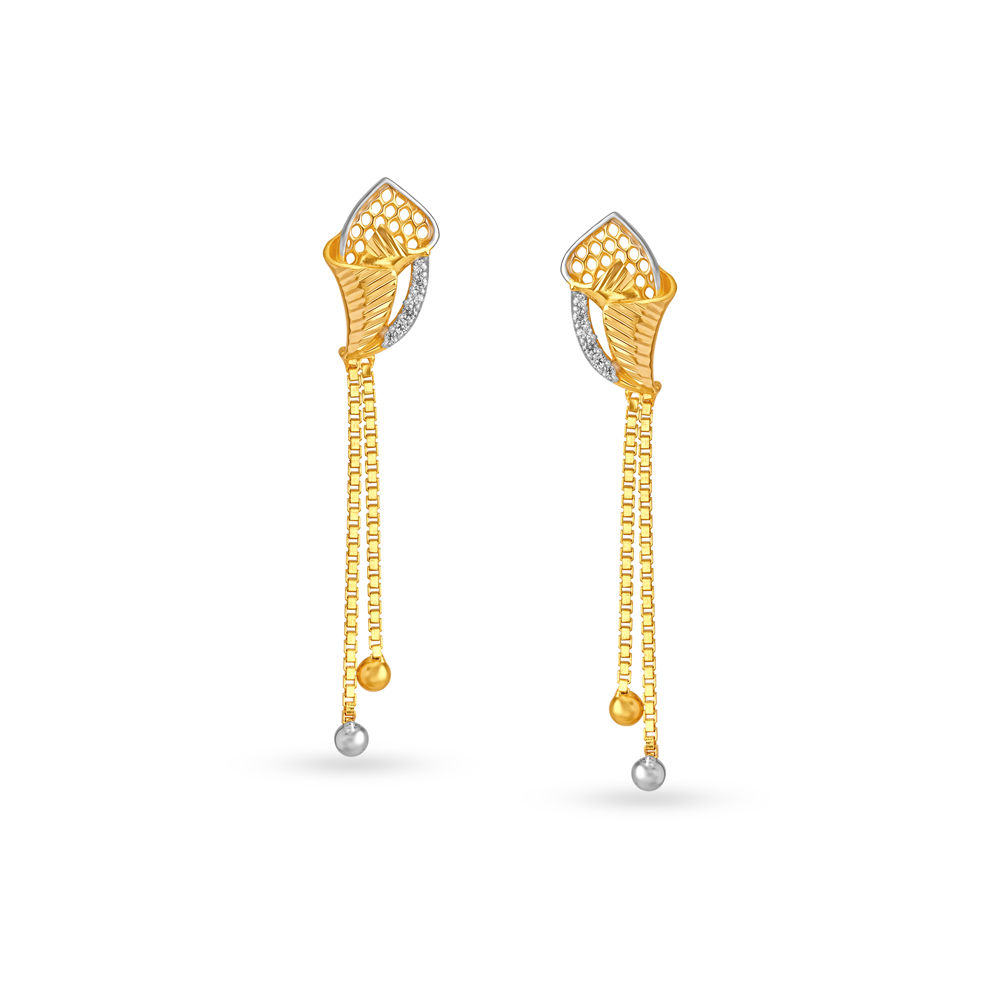 

Dainty Fancy Gold Drop Earrings with Stones