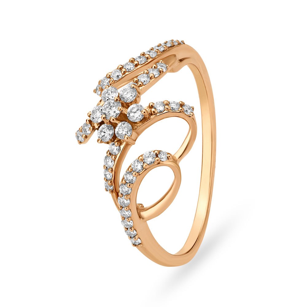 Fascinating 18 Karat Rose Gold Swirling Ring