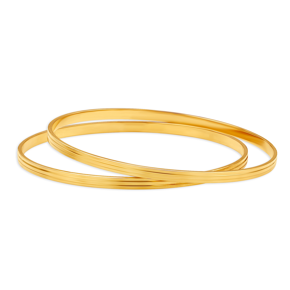 Spartan Yellow Gold Ridged Bangles