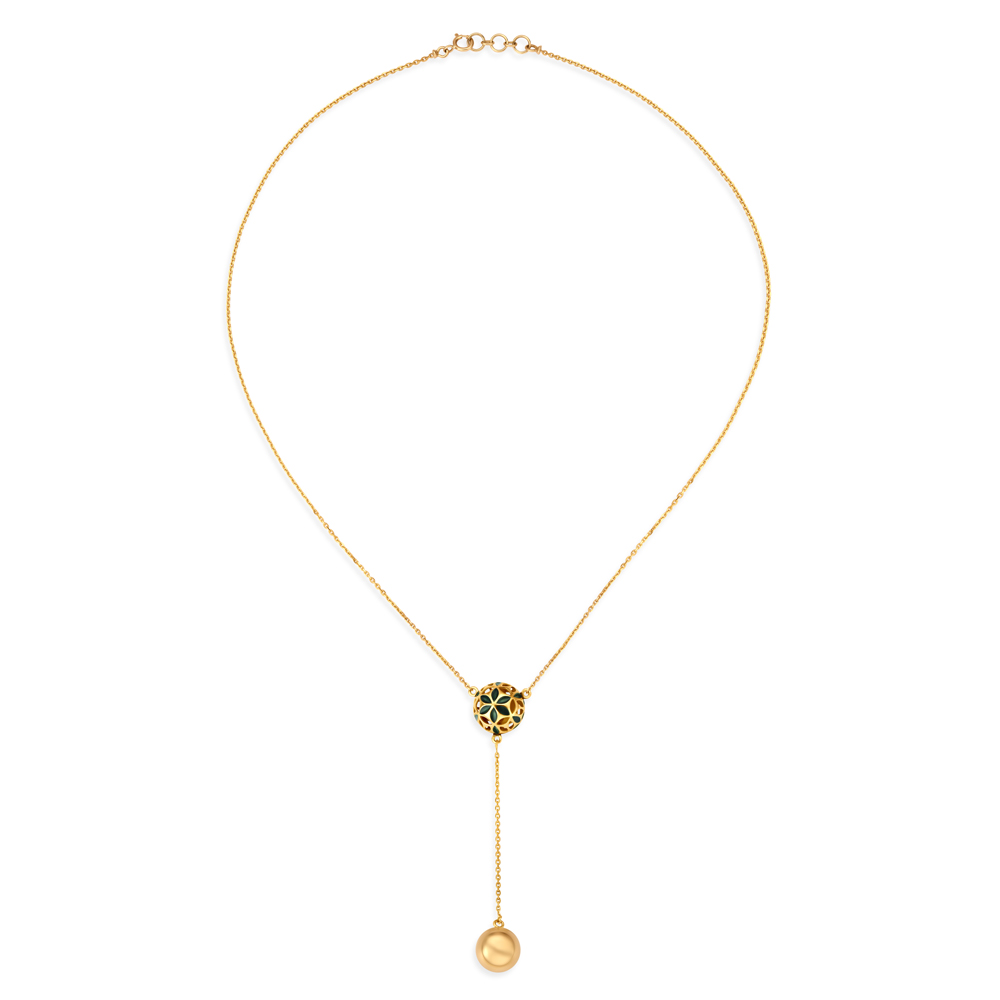 Floral Gold Mesh Pendant with Chain