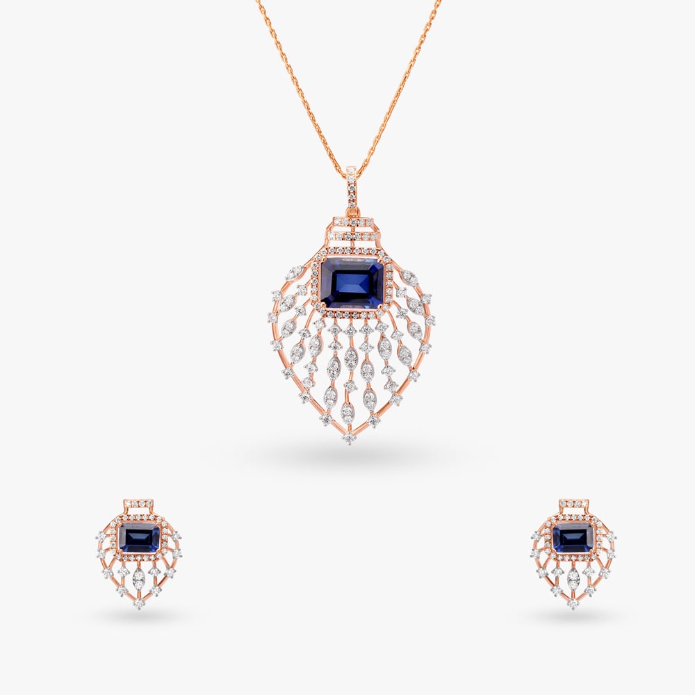 

Luxurious Diamond Pendant and Earrings Set