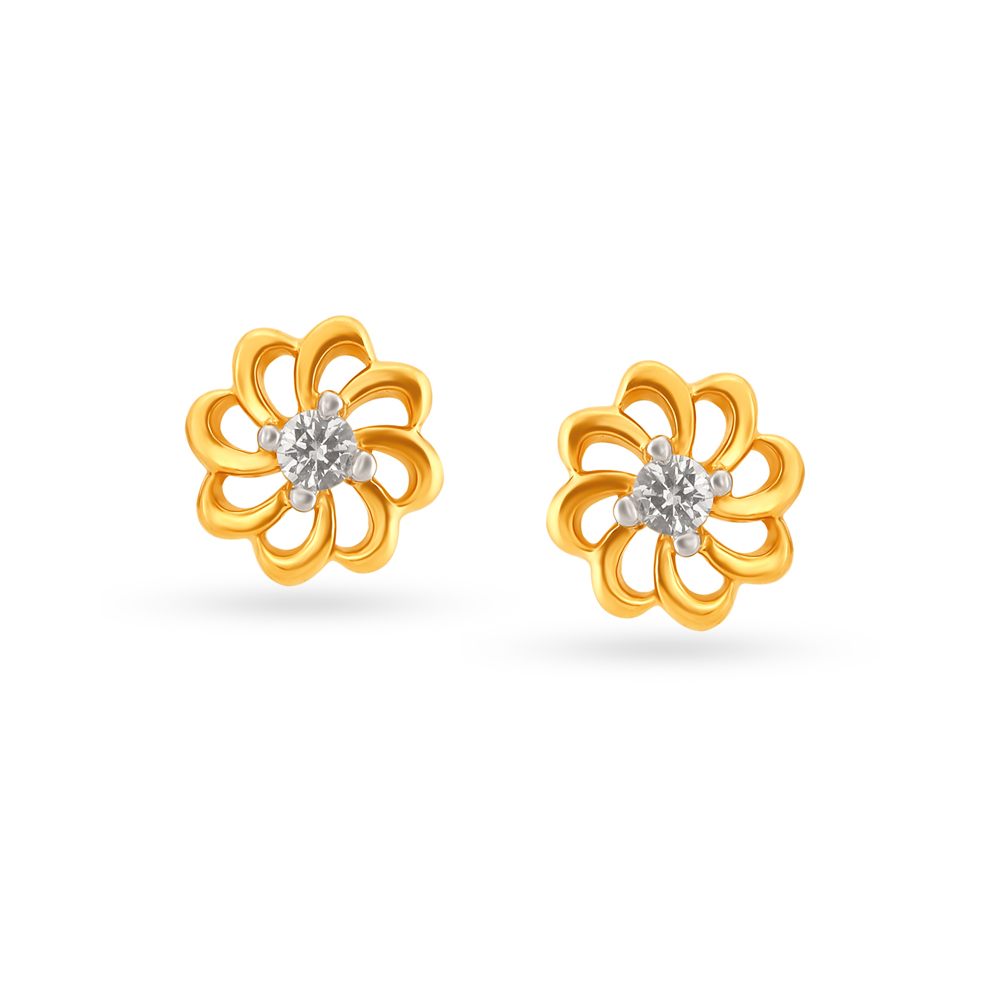 Petite Floral Diamond Stud Earrings