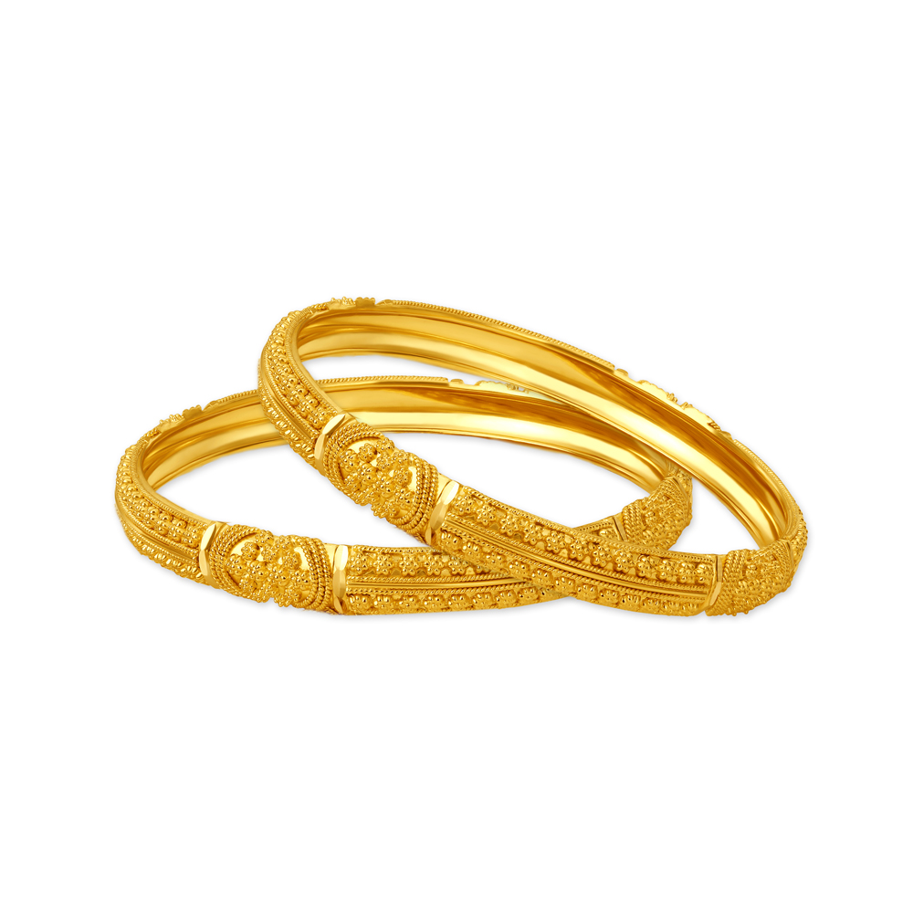 

Intricate Charm Gold Bangles