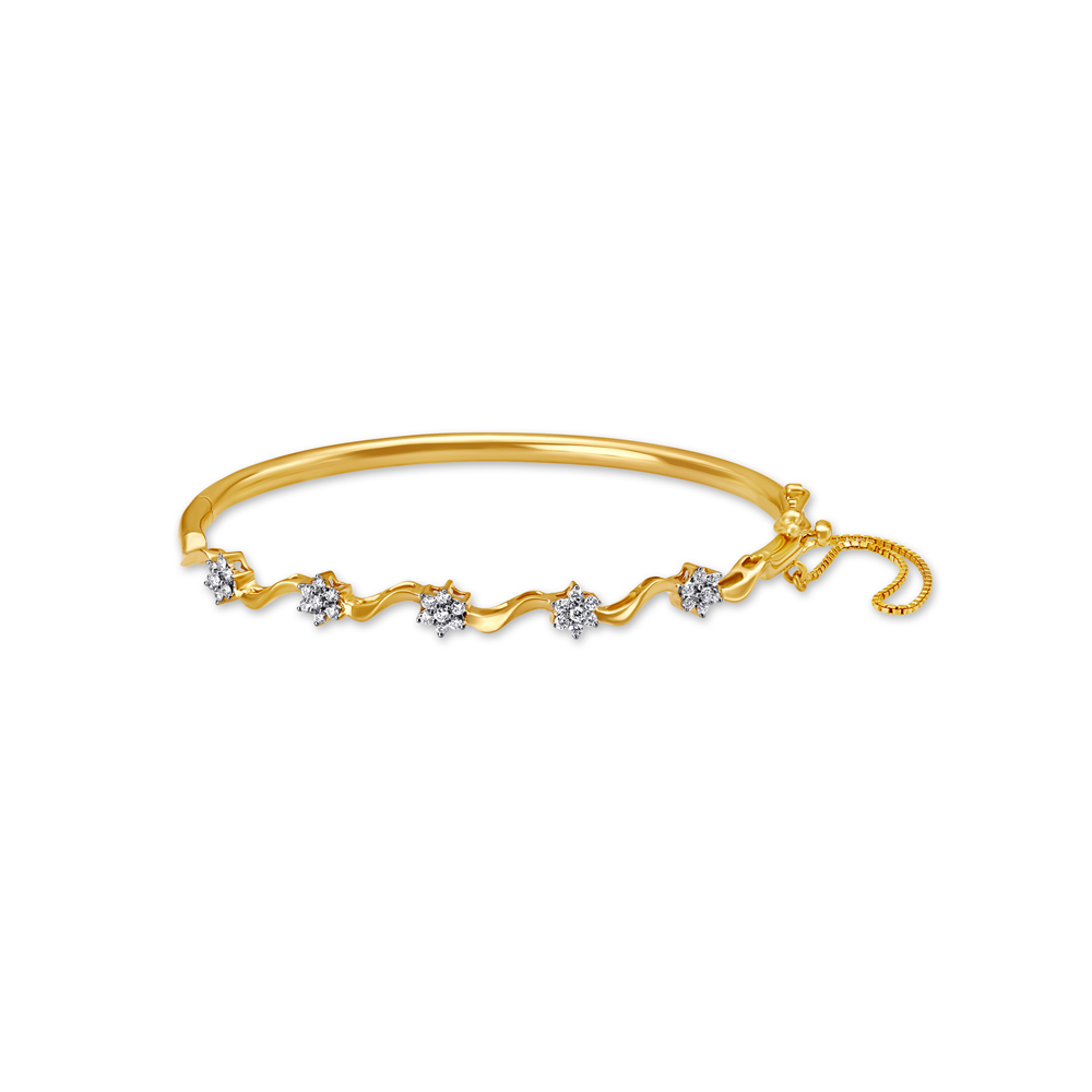 Pristine Floral Gold and Diamond Bangle