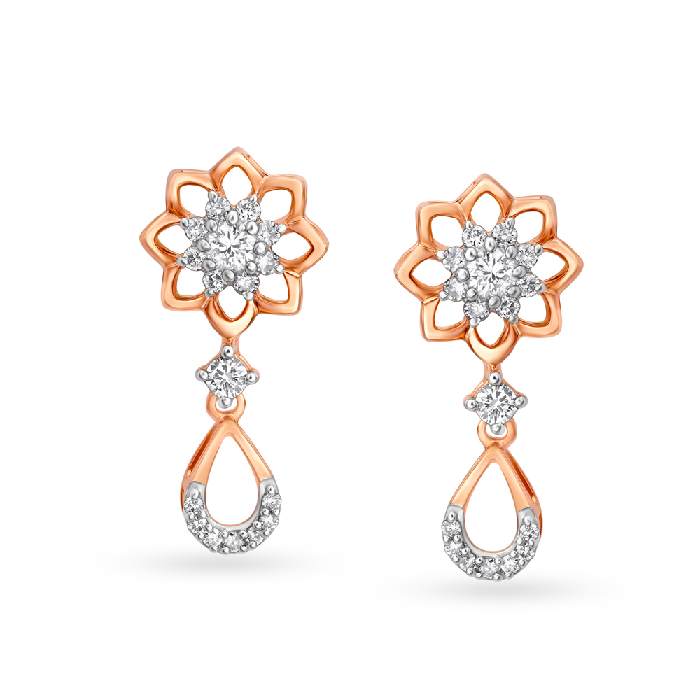 Radiant Rose Gold and Diamond Drop Earrings