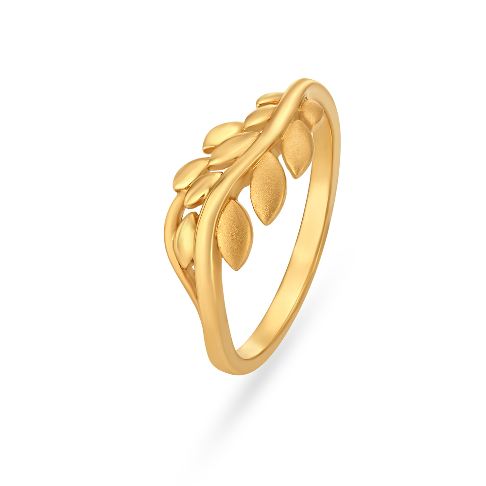 Manufacturer of 916 gold cz leaf design ring | Jewelxy - 194418