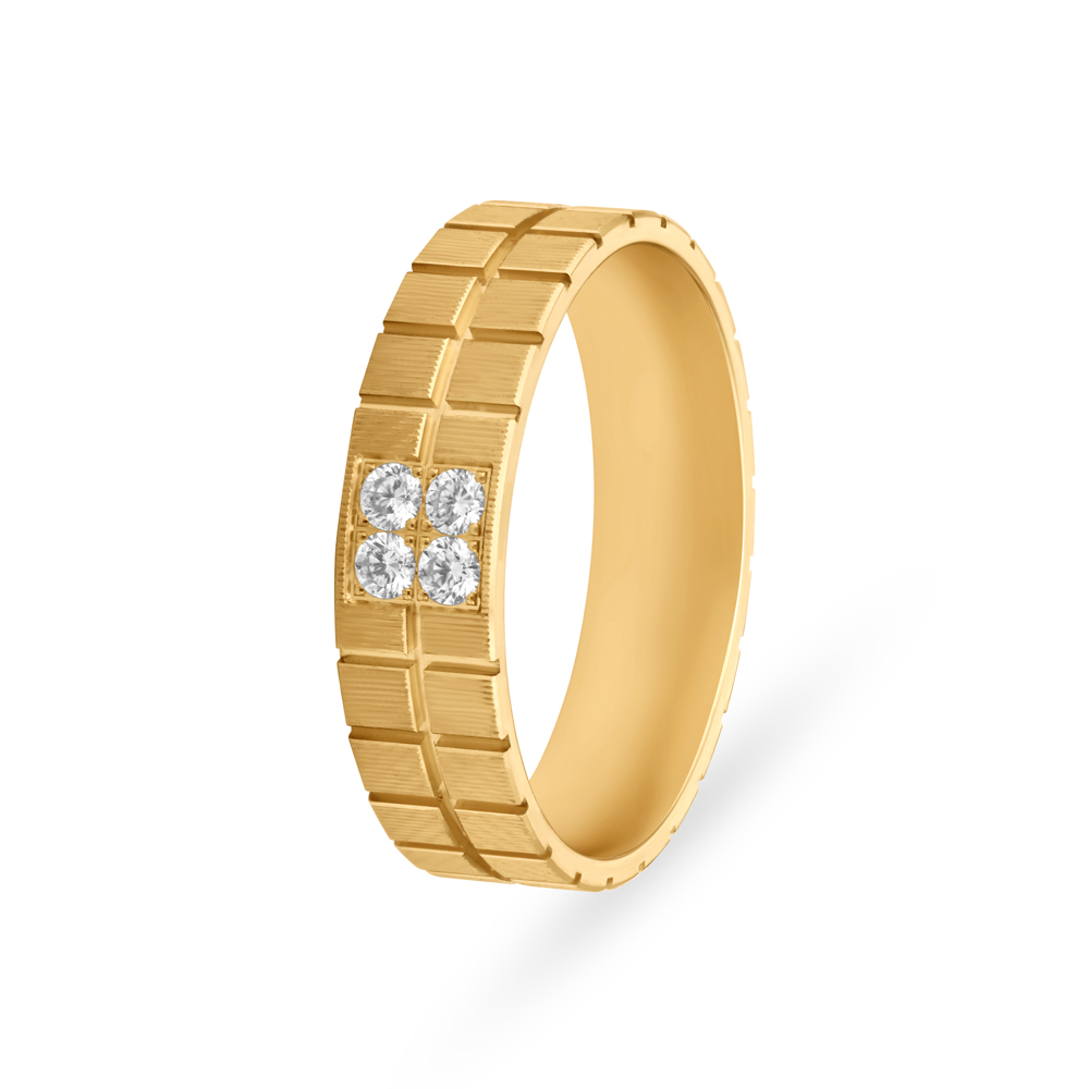 

Sophisticated Geometric 4 Stone Diamond Gold Finger Ring