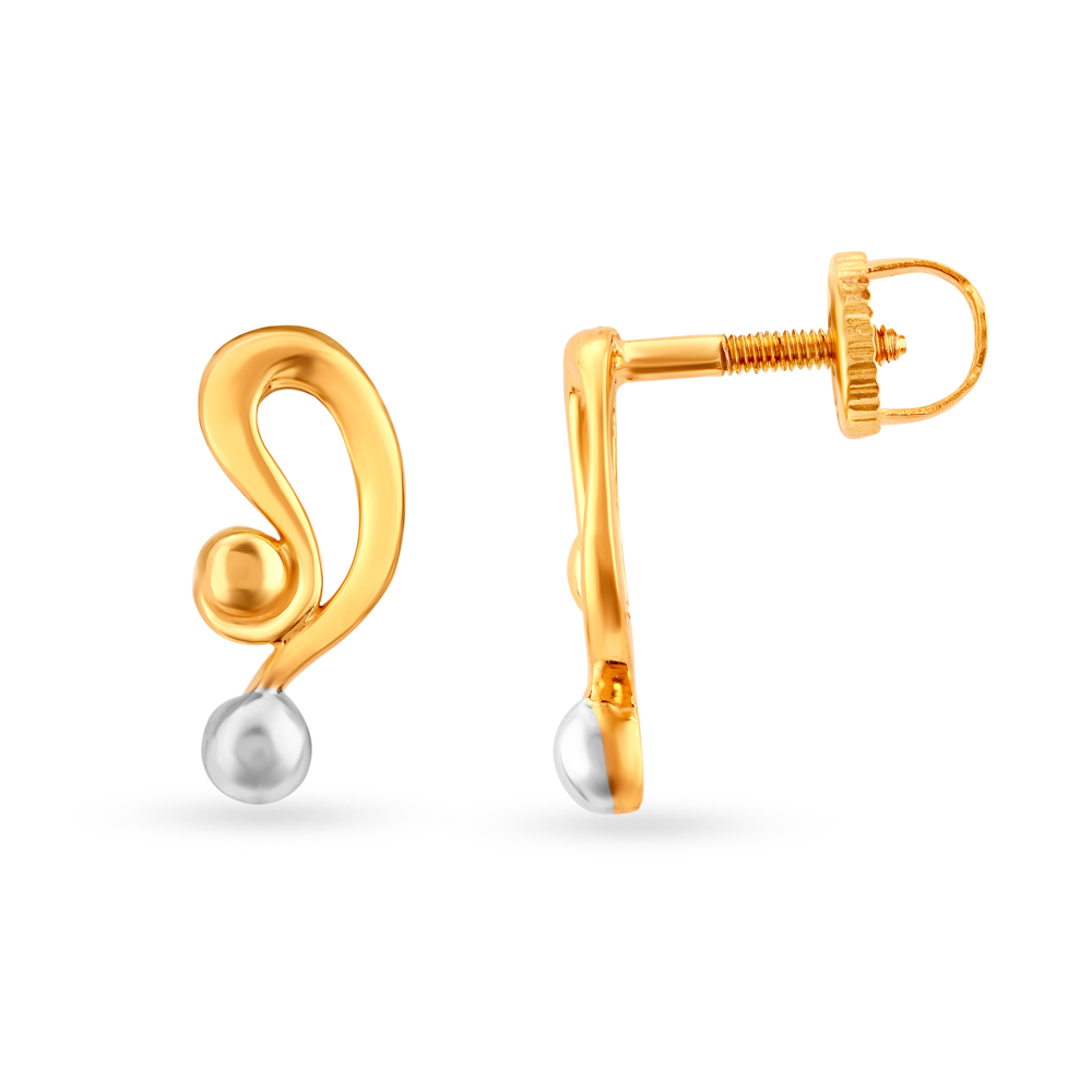 

Contemporary Curvy Gold Stud Earrings for Kids