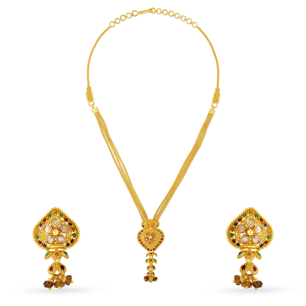 

Contemporary Gold Necklace Set