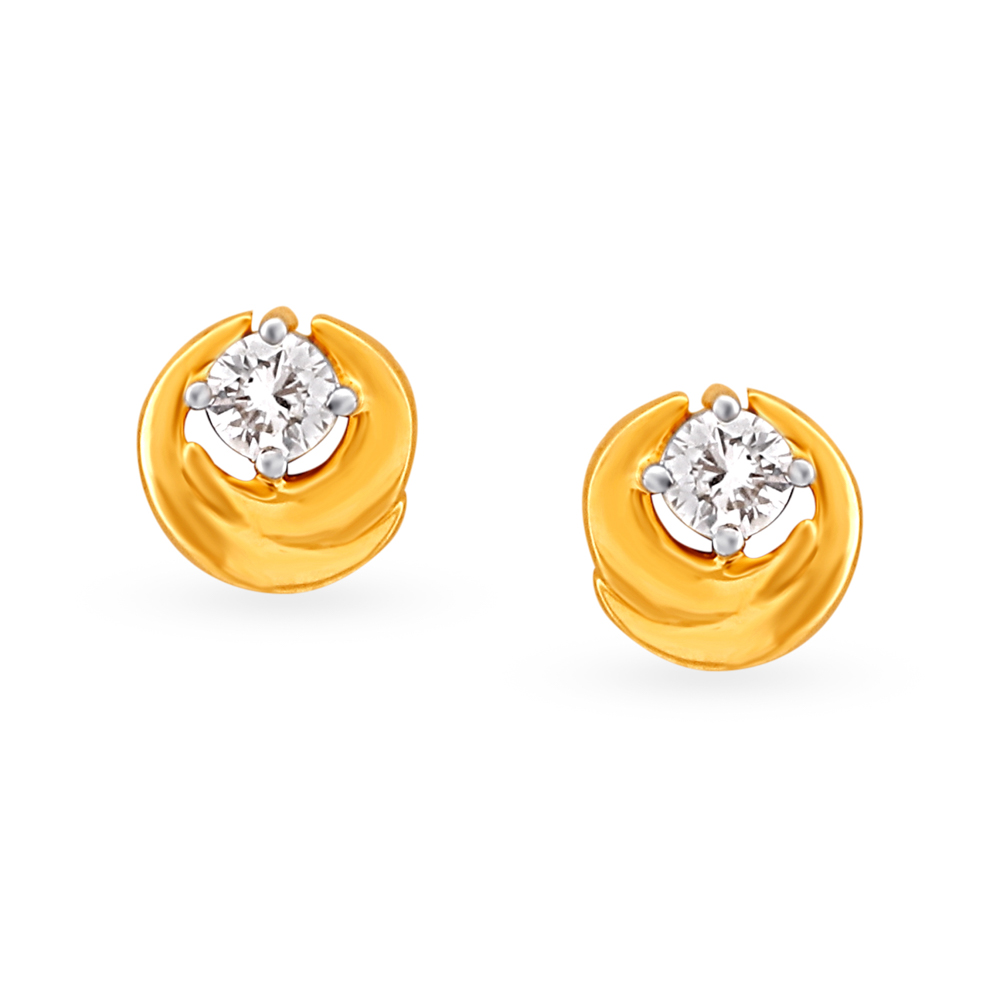 Dainty Crescent Diamond Stud Earrings for Kids