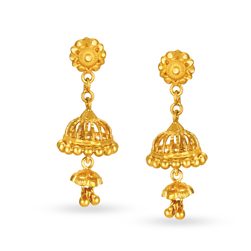 Stunning 3 Layer Gold Drop Earrings