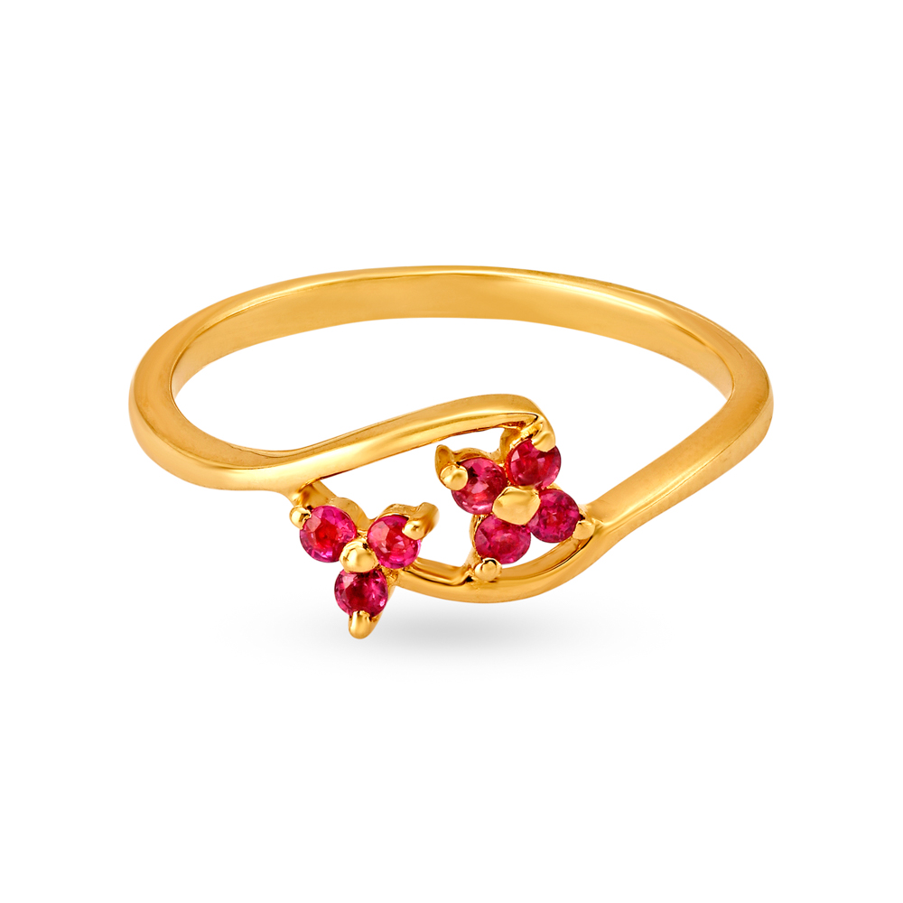 

Mesmerising 18 Karat Gold And Ruby Double Floral Ring