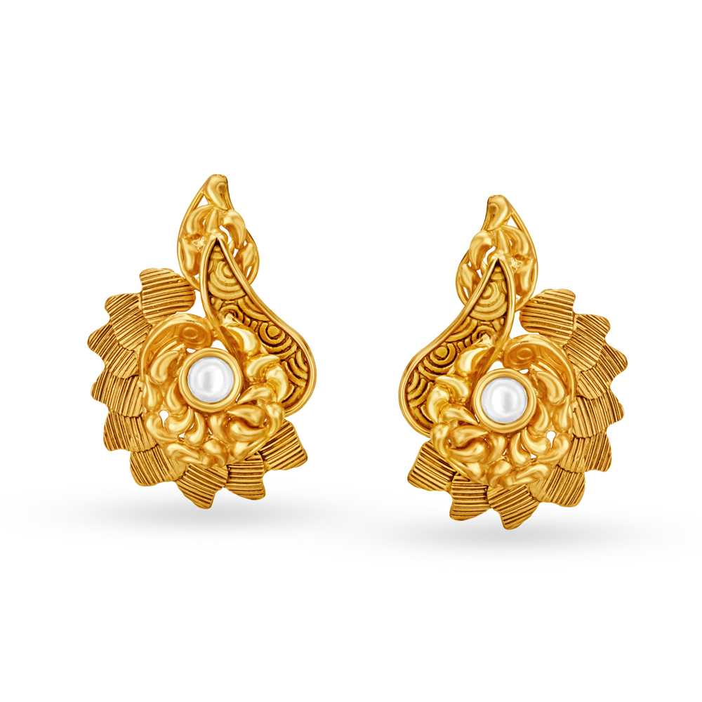 Spellbinding 22 Karat Yellow Gold Paisley Studs