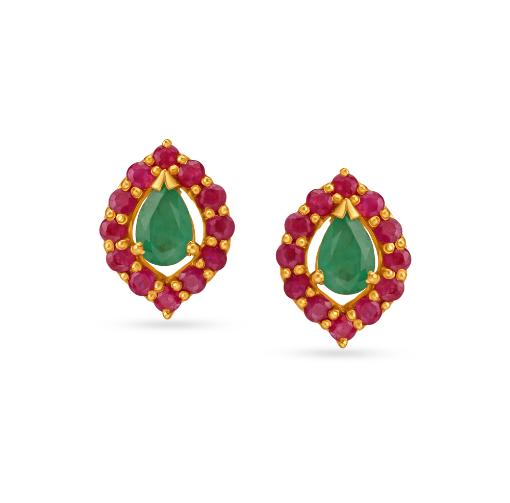 Enchanting Emerald and Ruby Drop Earrings