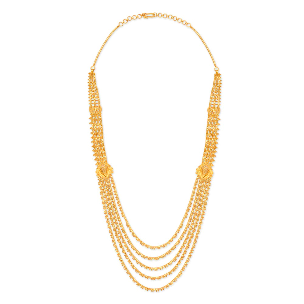 

Refined Yellow Gold Five Strand Beaded Haaram