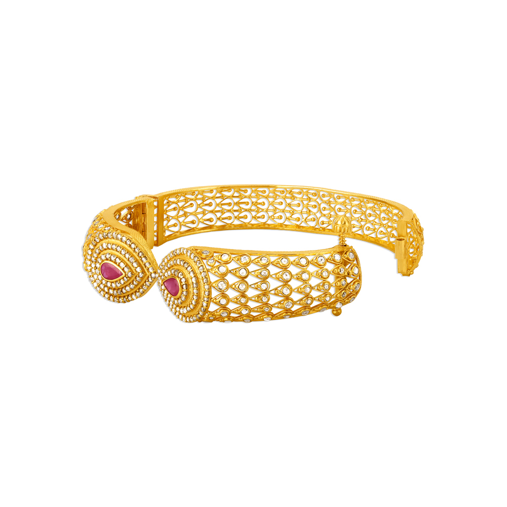 

Splendid Ruby Studded Gold Bangle