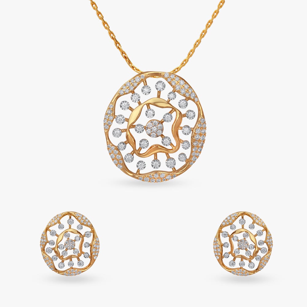 

Glorious Gaze Diamond Pendant and Earrings Set