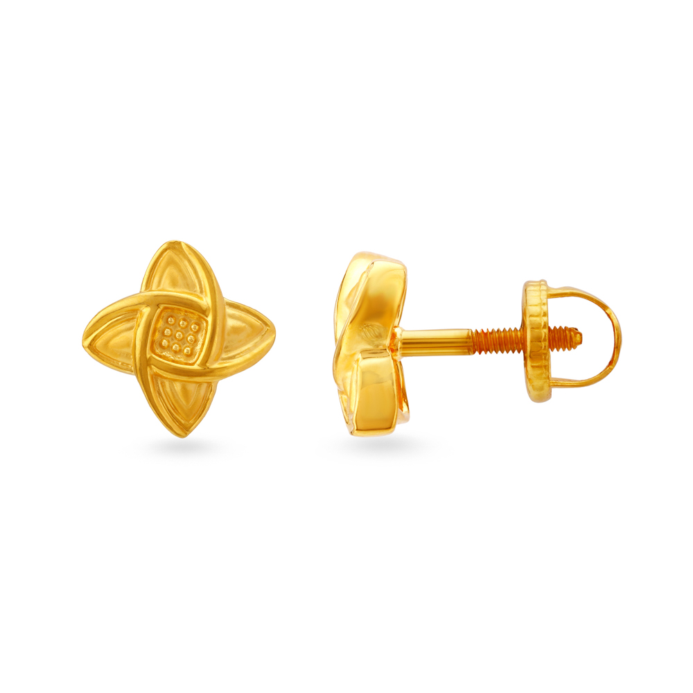 

Beauteous 22 Karat Yellow Gold Geometric Flower Stud Earrings