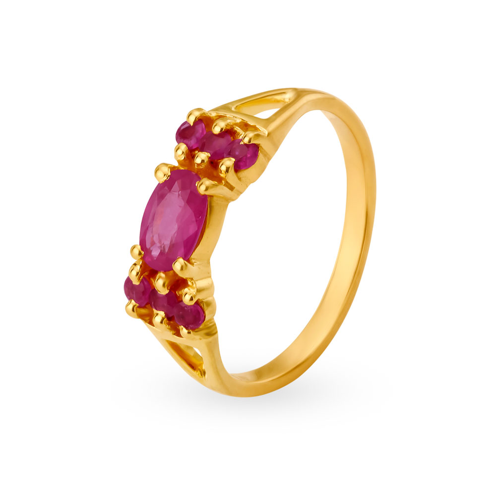 Ruby stone store ring in tanishq