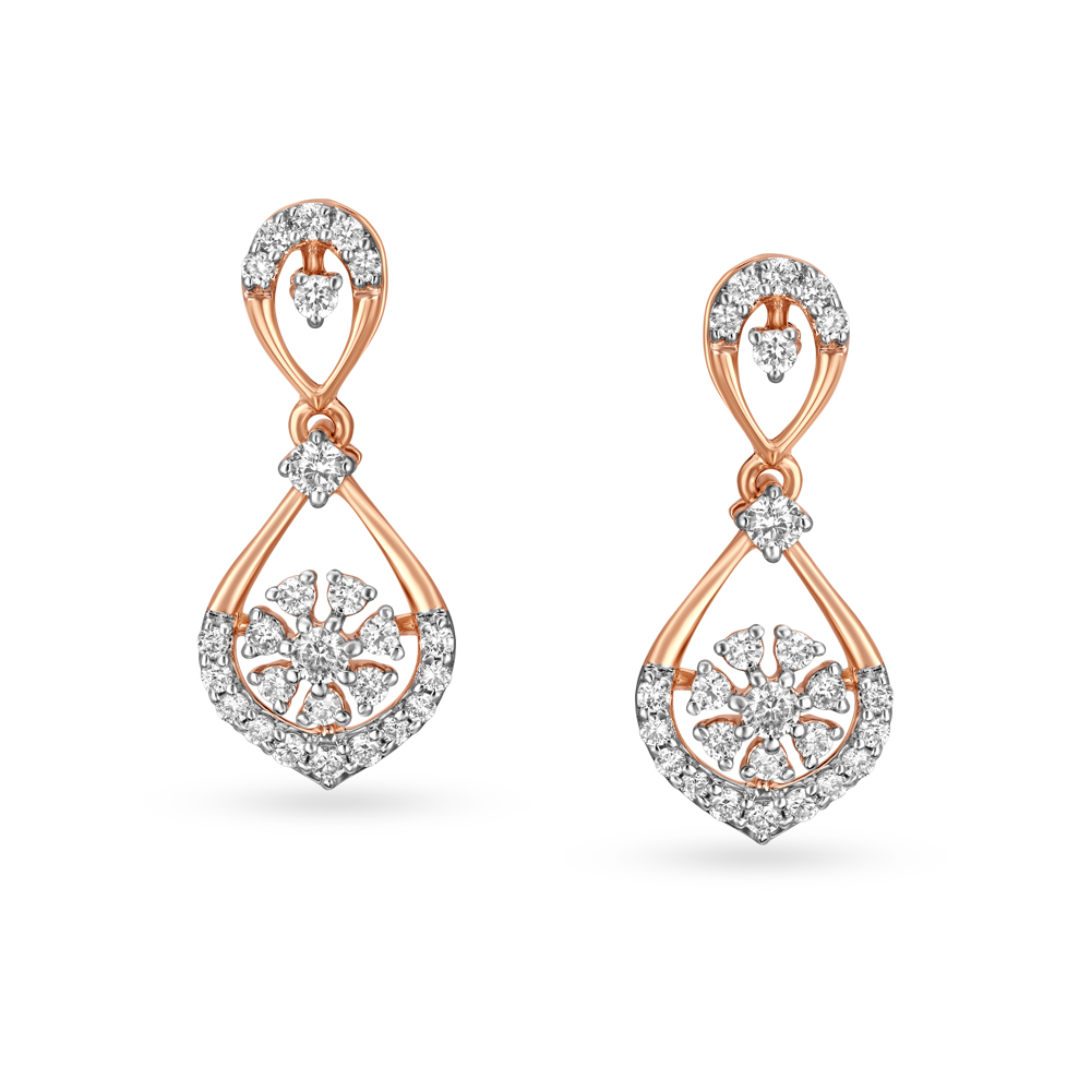 Spectacular Floral Diamond Drop Earrings