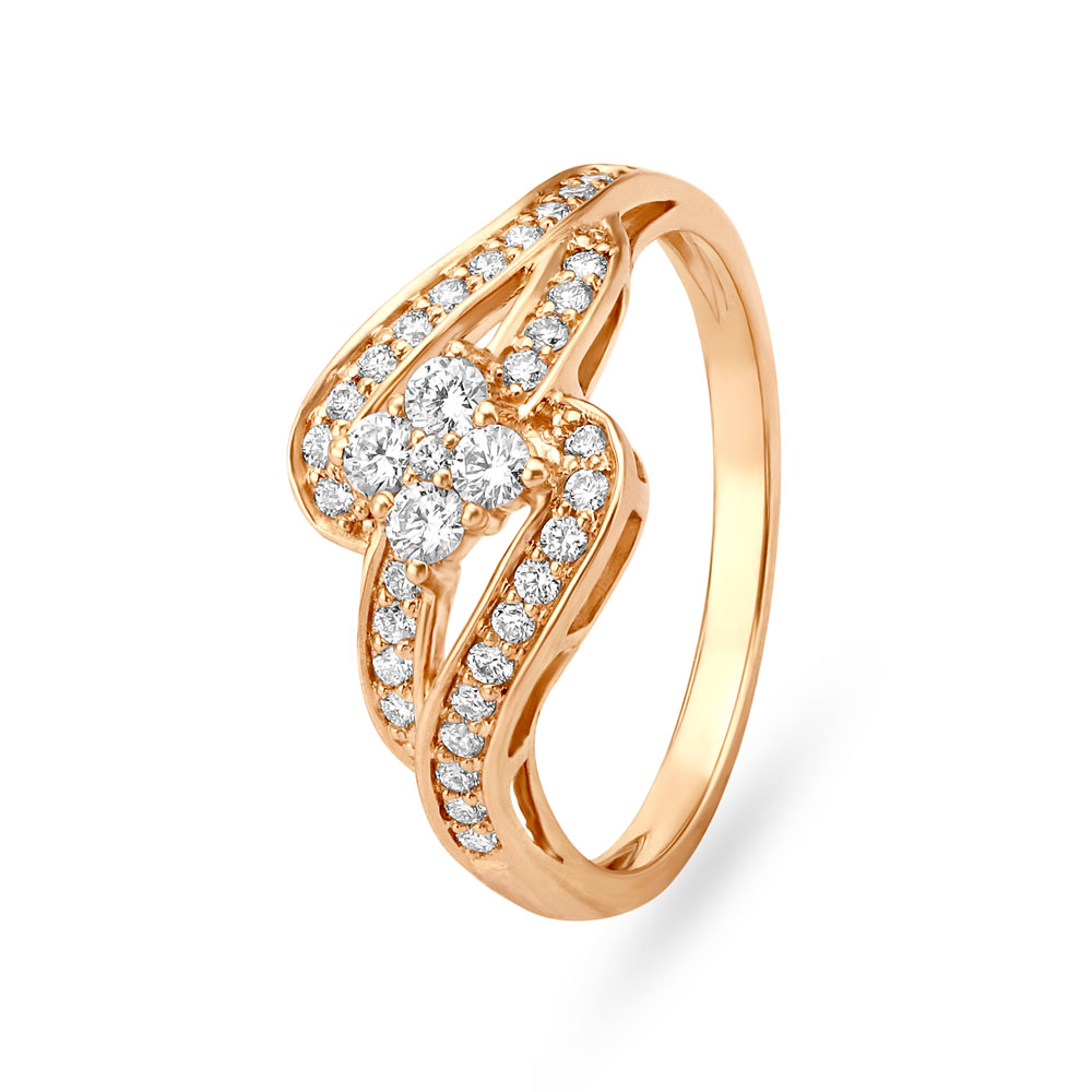 Striking 18 Karat Rose Gold Wavy Motif Ring