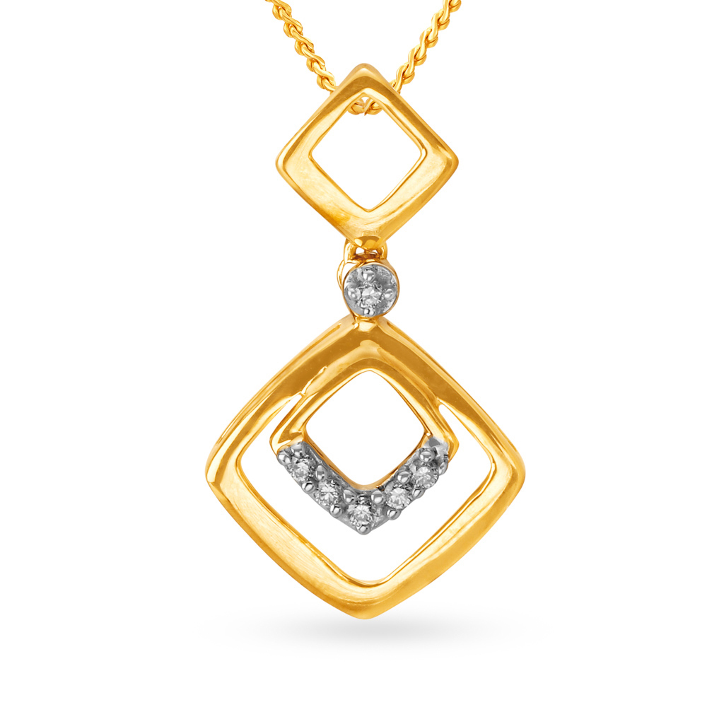 

Charming Geometric Gold and Diamond Pendant