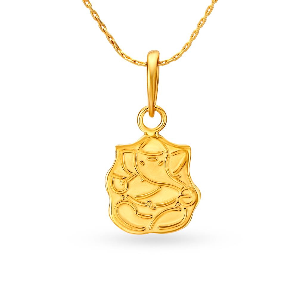 Cute 22 Karat Yellow Gold Ganesha Pendant
