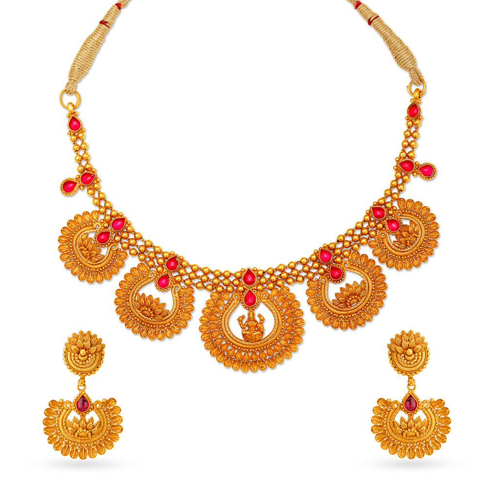 

Religious Floral Gold Necklace Set